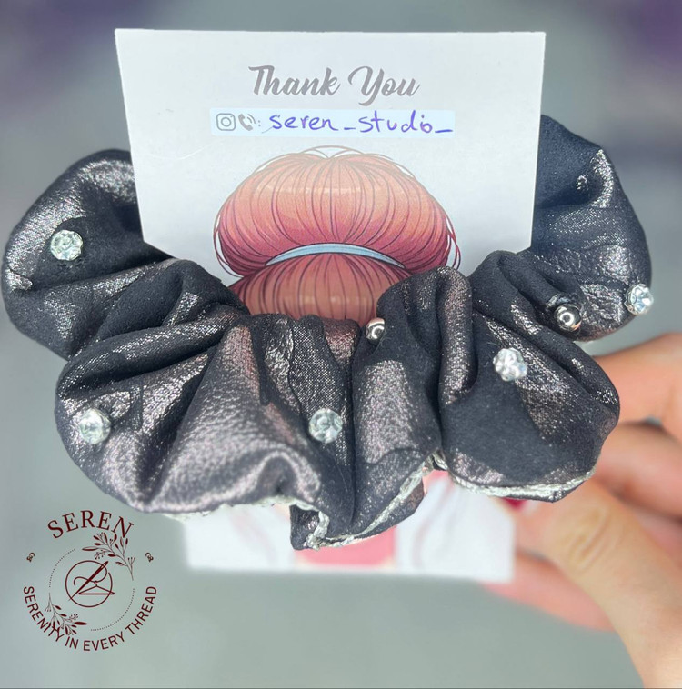 اسکرانچی چرم نگین دار